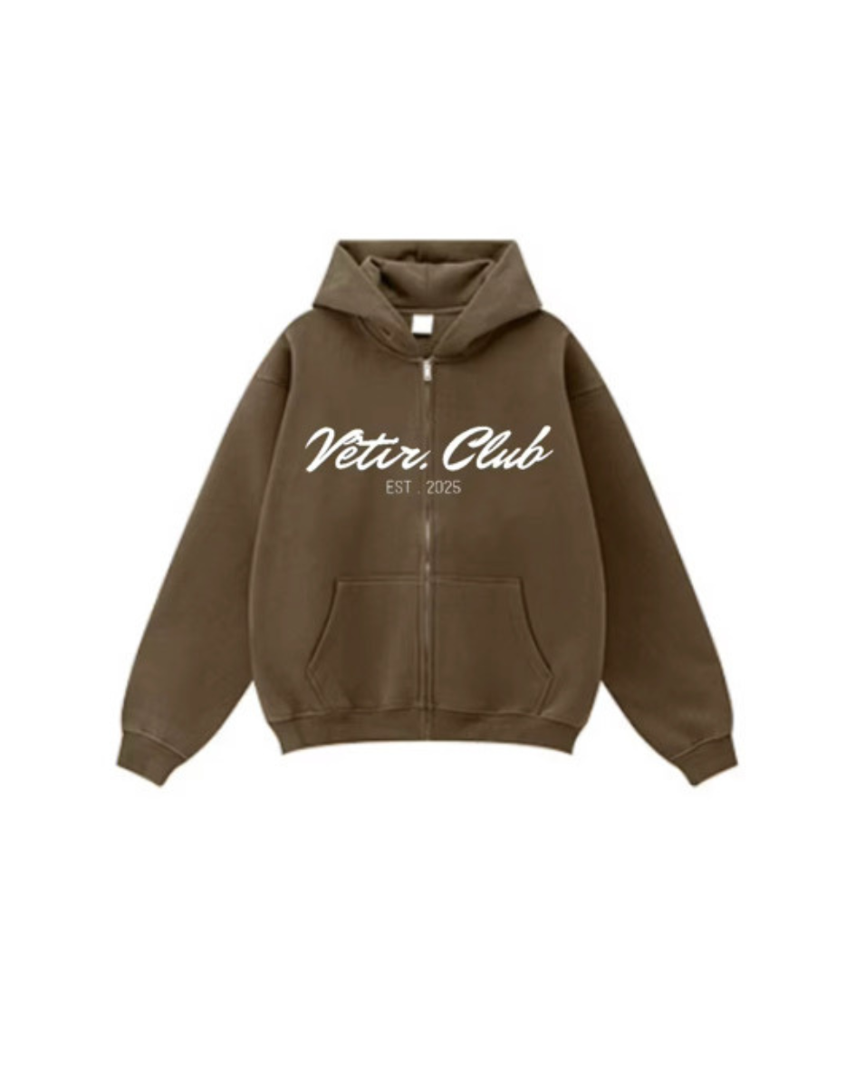 Club Collection Zip Hoodie Brown