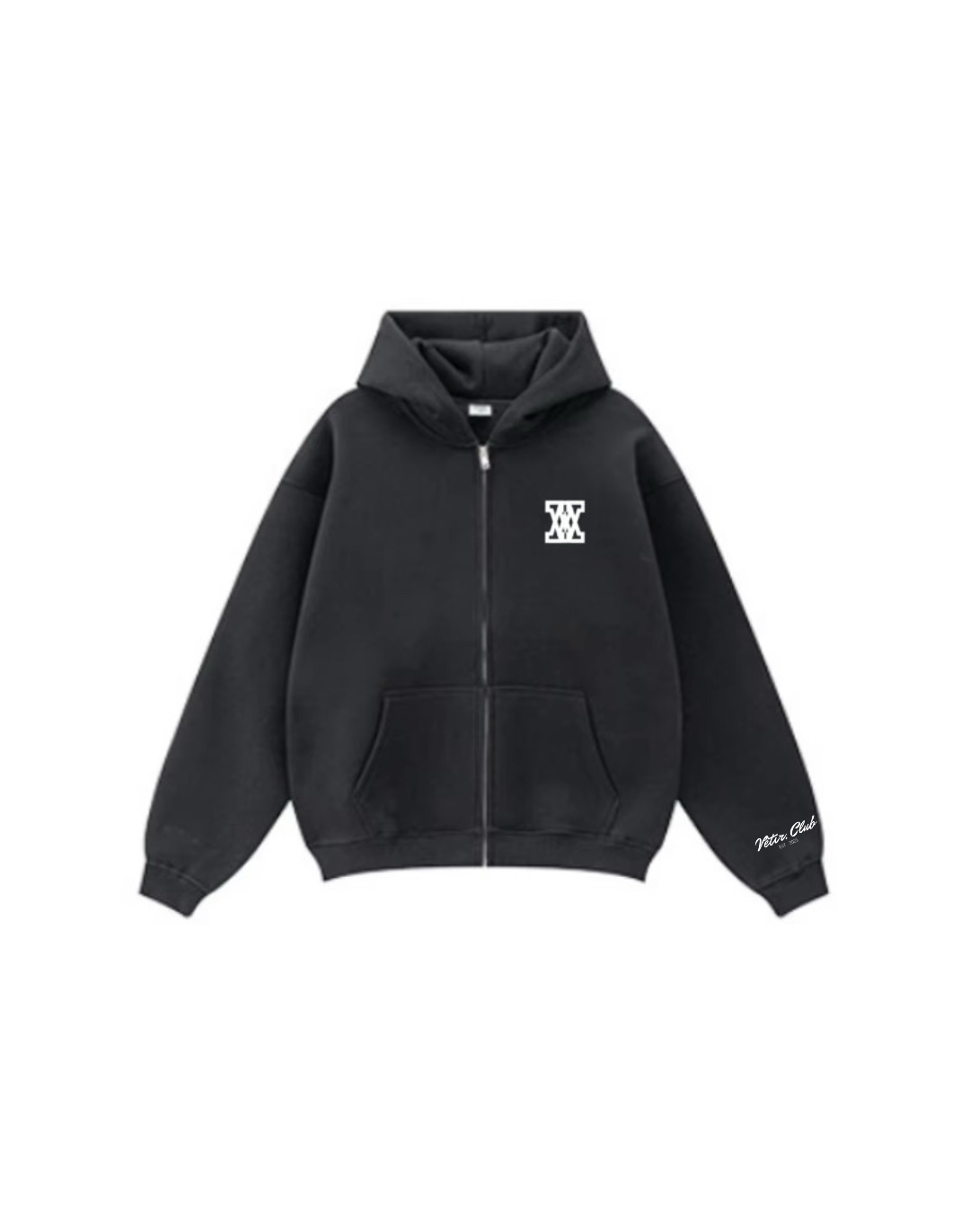 VV Logo Zip Hoodie Black